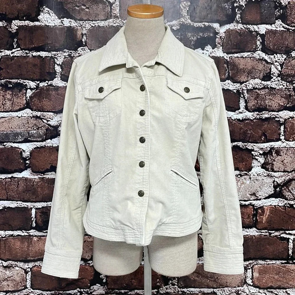 Live a Little Corduroy Jacket Buttons Flare Cream Size Large L - Picture 8 of 16